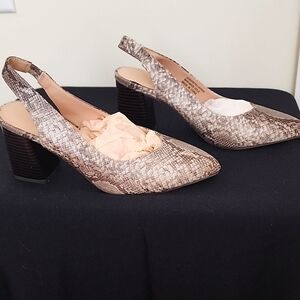 Ann Taylor Snakeskin Pattern Slingback Heels